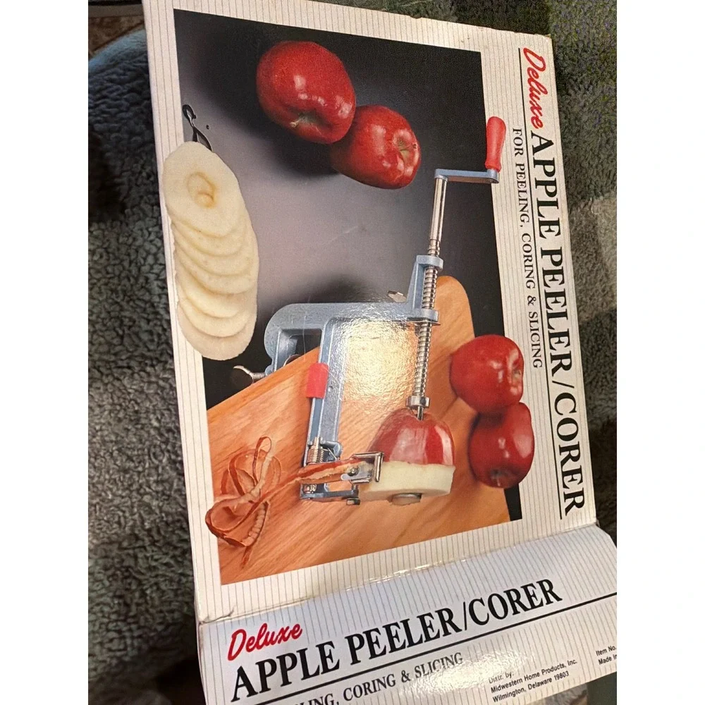 Midwestern Home Products Deluxe Apple Peeler Corer Slicer Blue Cast Metal Clamp